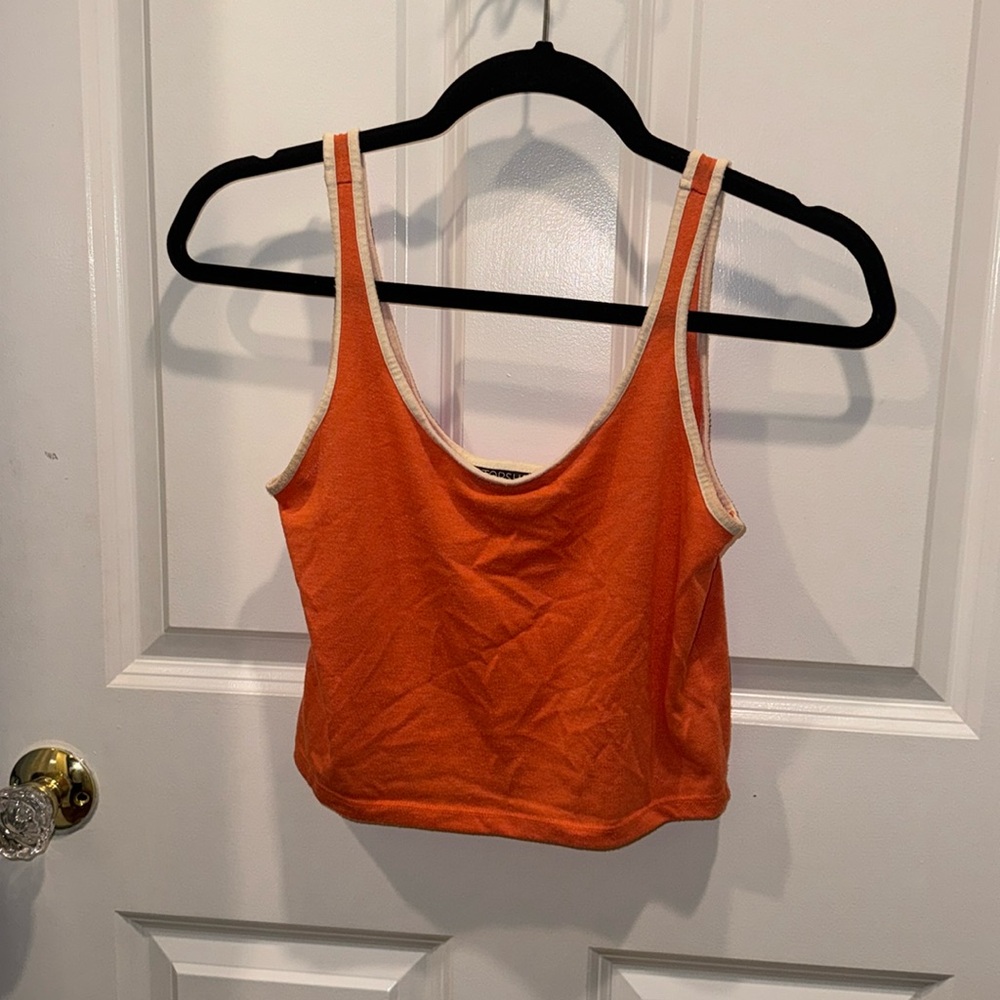 Topshop Coral Cropped Tank Top